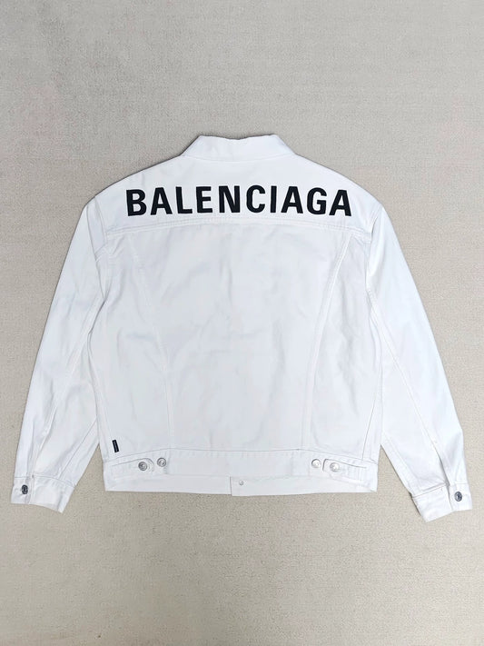 Balenciaga back letter logo stone washed denim jacket