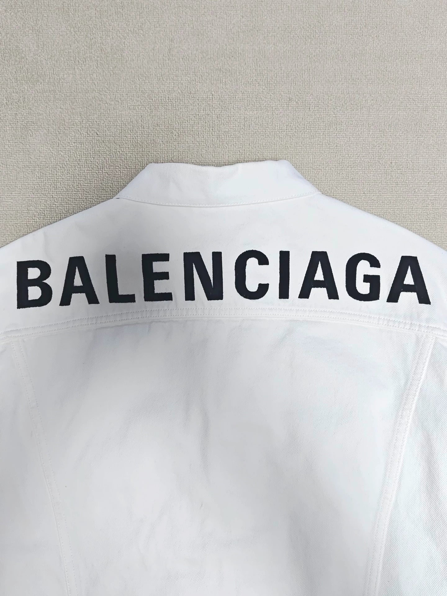 Balenciaga back letter logo stone washed denim jacket