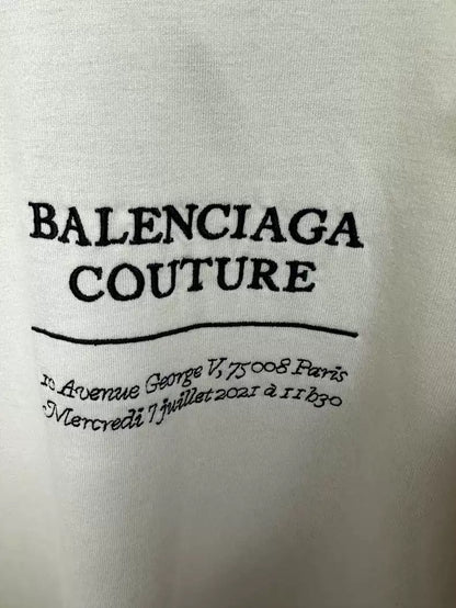 Balenciaga front and back slogans embroidered short sleeves