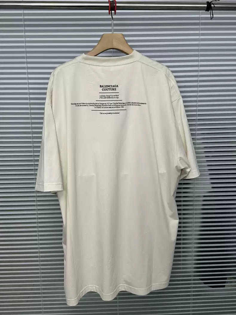 Balenciaga front and back slogans embroidered short sleeves