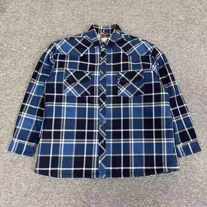 Balenciaga silhouette lamb wool blue checkered jacket