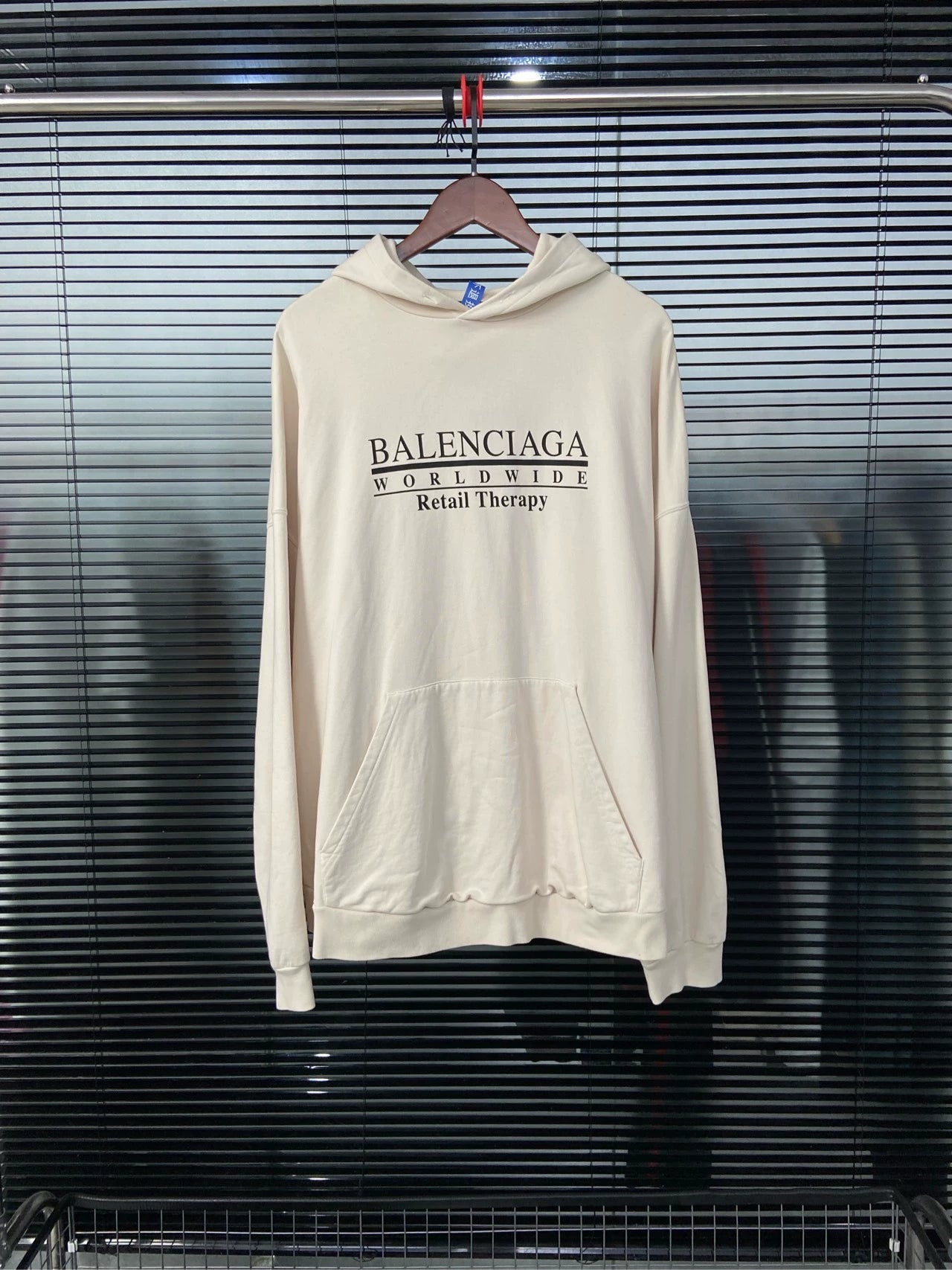 Balenciaga underlined logo pattern beige hoodie