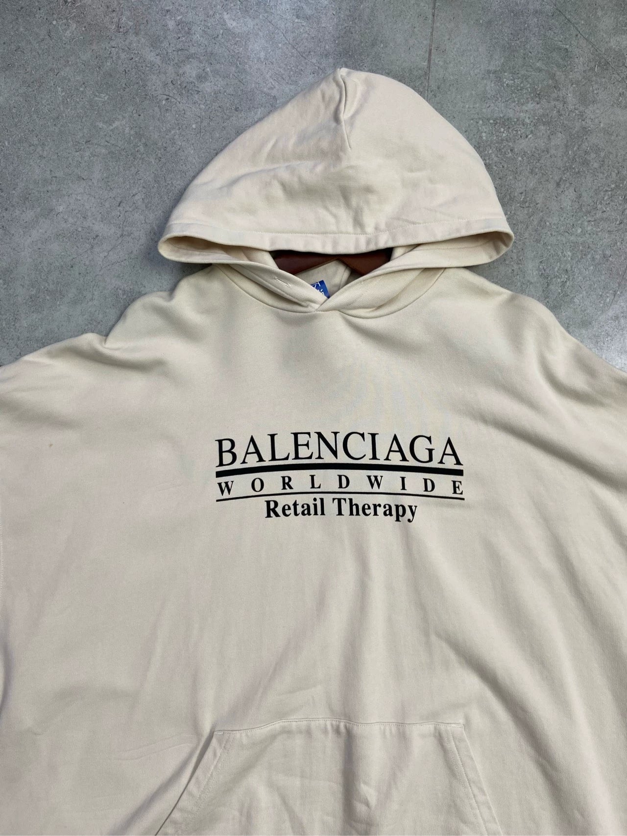 Balenciaga underlined logo pattern beige hoodie