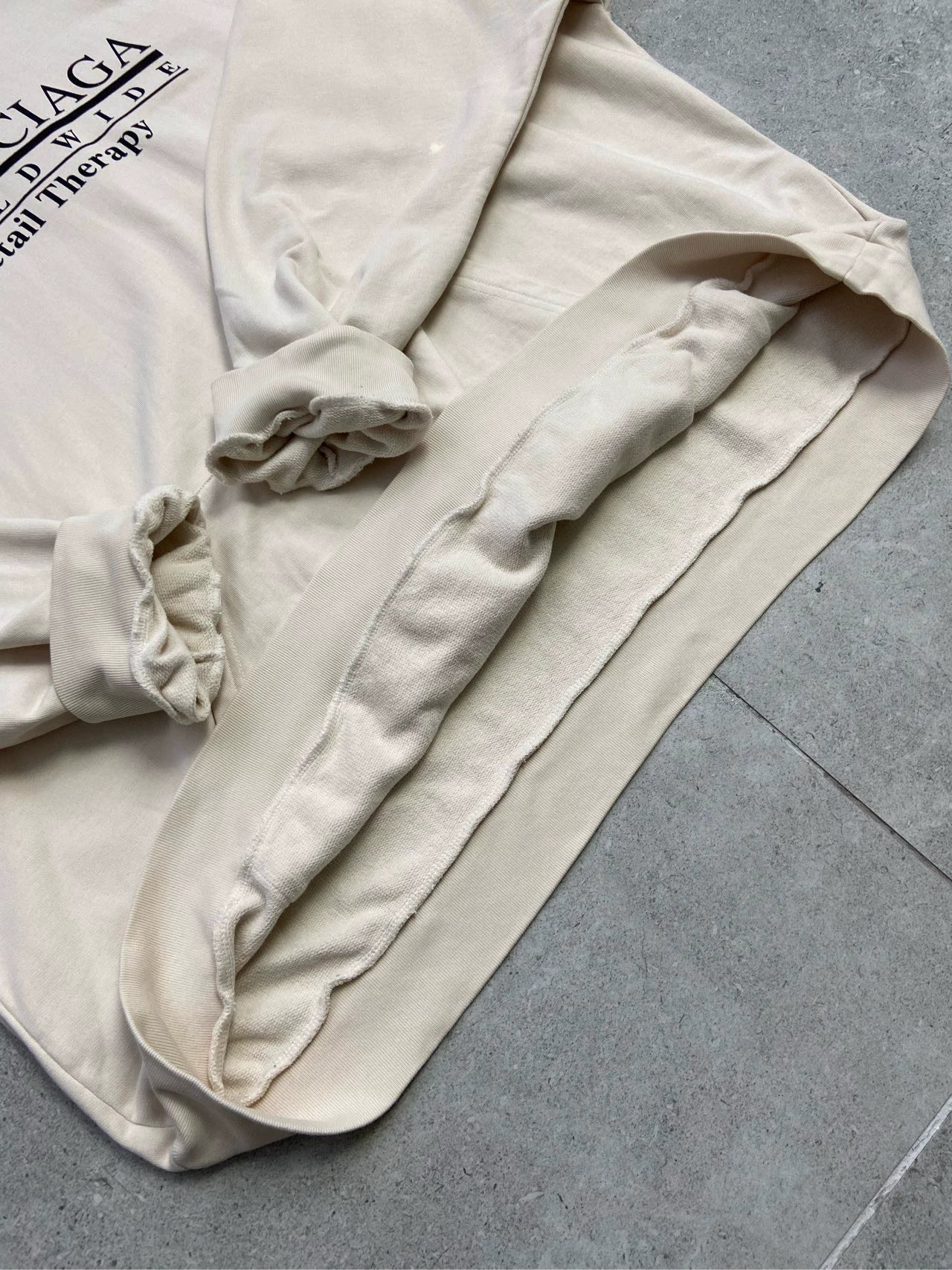 Balenciaga underlined logo pattern beige hoodie