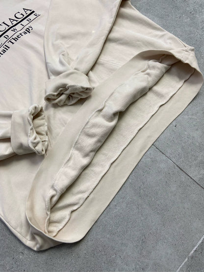 Balenciaga underlined logo pattern beige hoodie