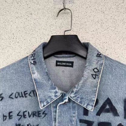 Balenciaga Blue Graffiti Cowboy Coat