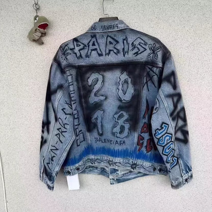 Balenciaga Blue Graffiti Cowboy Coat