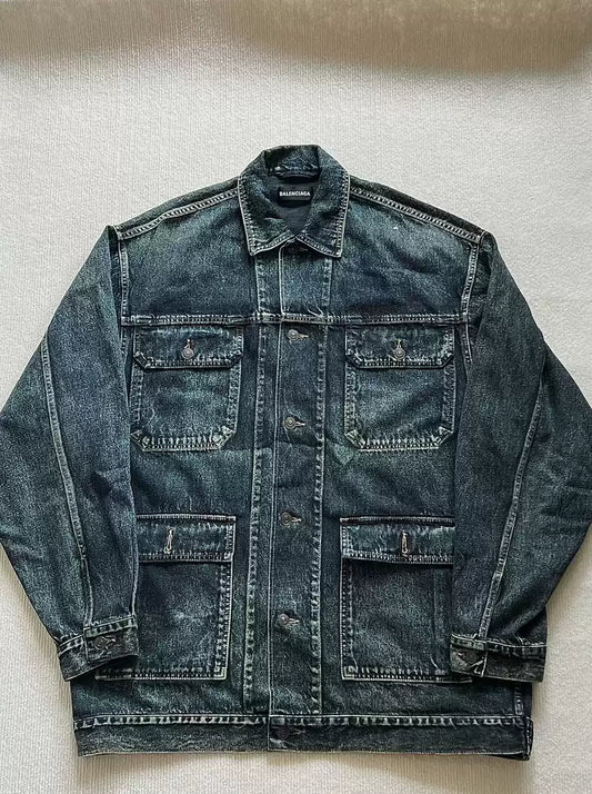 Balenciaga new black gray denim jacket