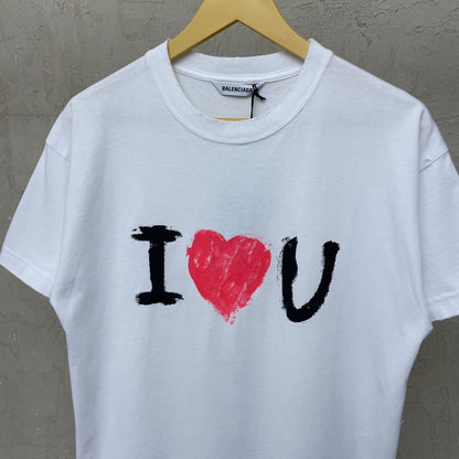 Balenciaga White I Love U Letter Love Short sleeved T-shirt