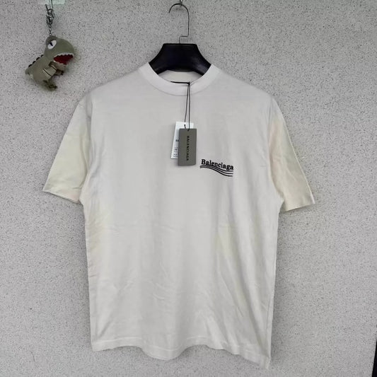 Balenciaga new cream white cola short sleeved shirt