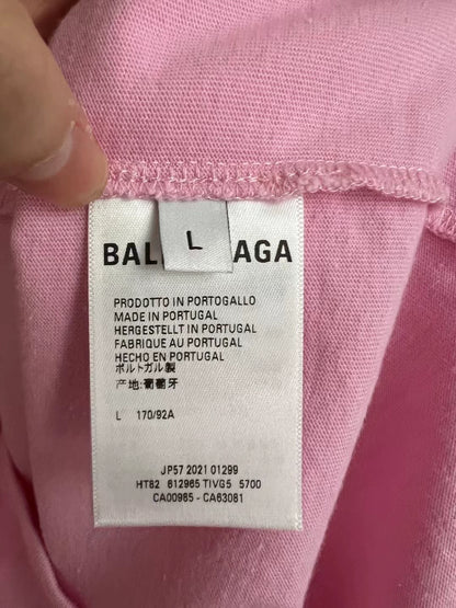 Balenciaga Pink Front and Rear Logo Short Sleeve