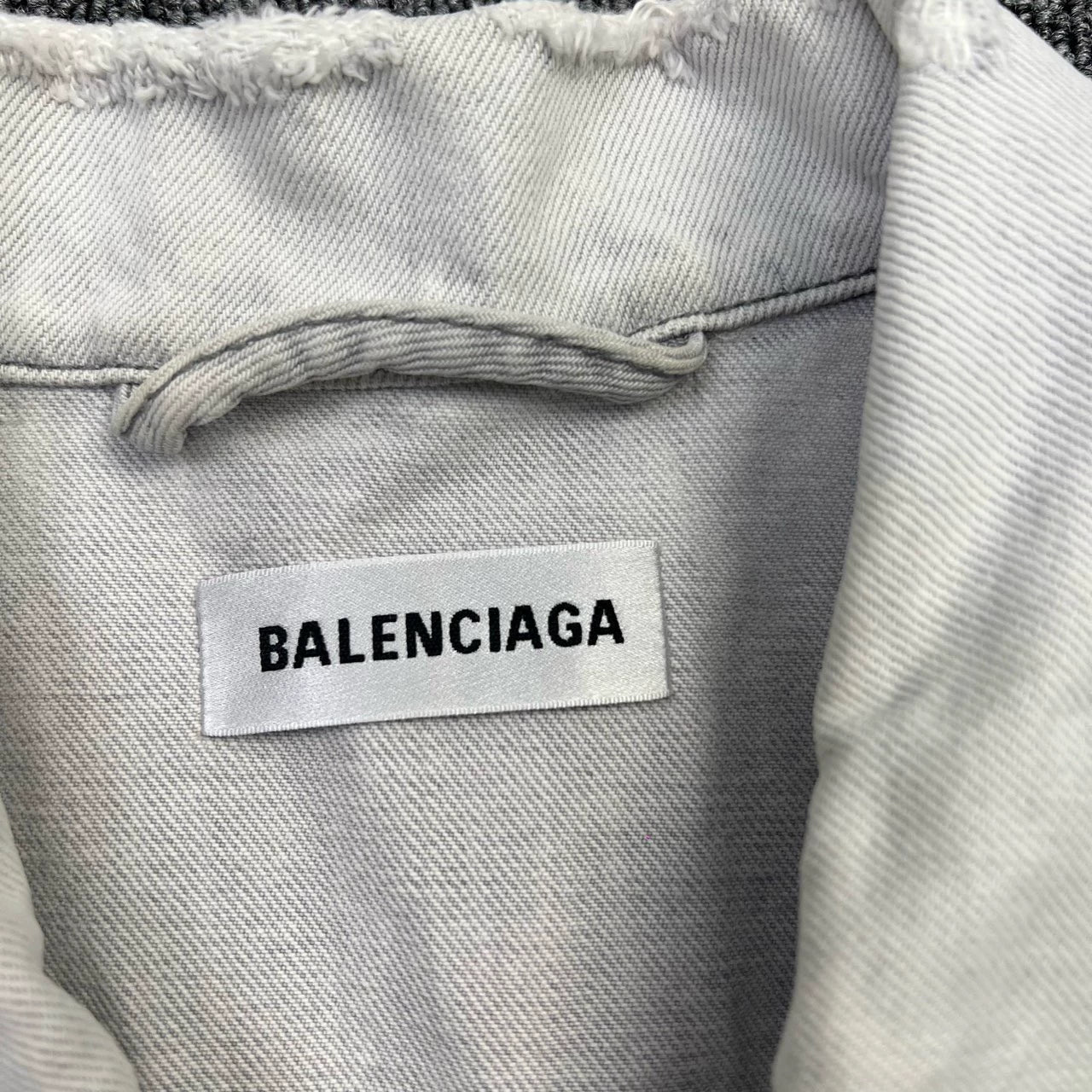 Balenciaga embroidered logo on chest washed and worn denim jacket