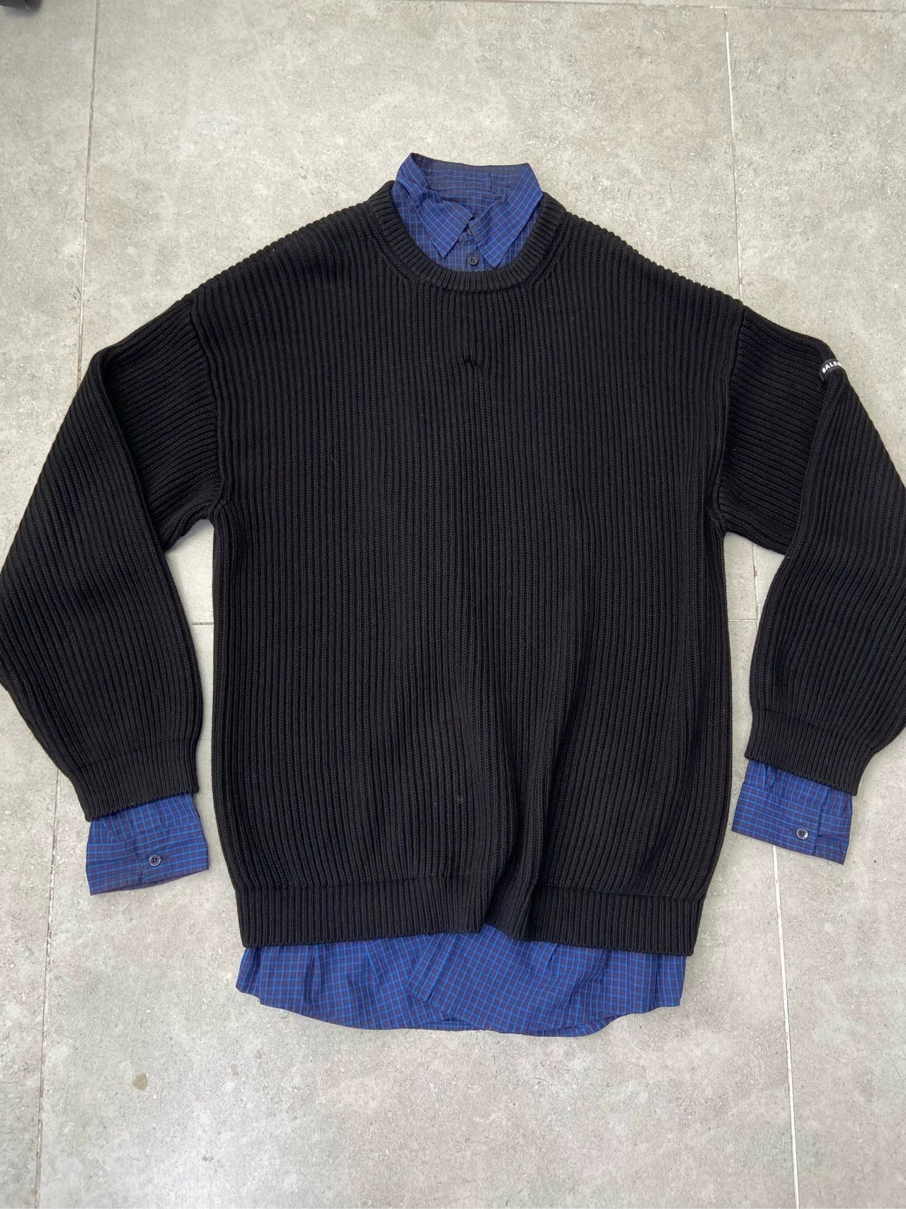 Balenciaga Thick Long Fake Two Piece Splicing Sweater