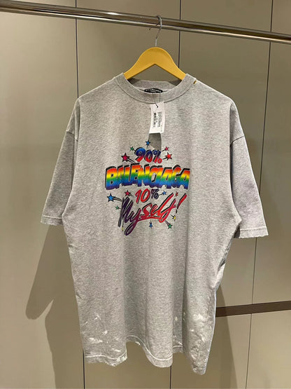 Balenciaga Grey Rainbow Piercing Old Short Sleeve