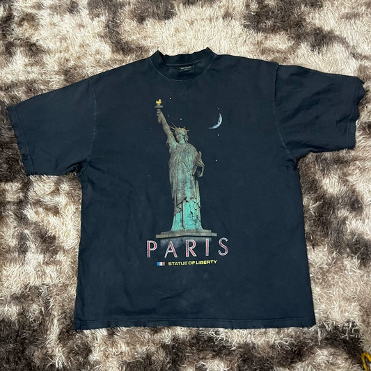 Balenciaga 24ss Statue of Liberty distressed washed short sleeved shirt