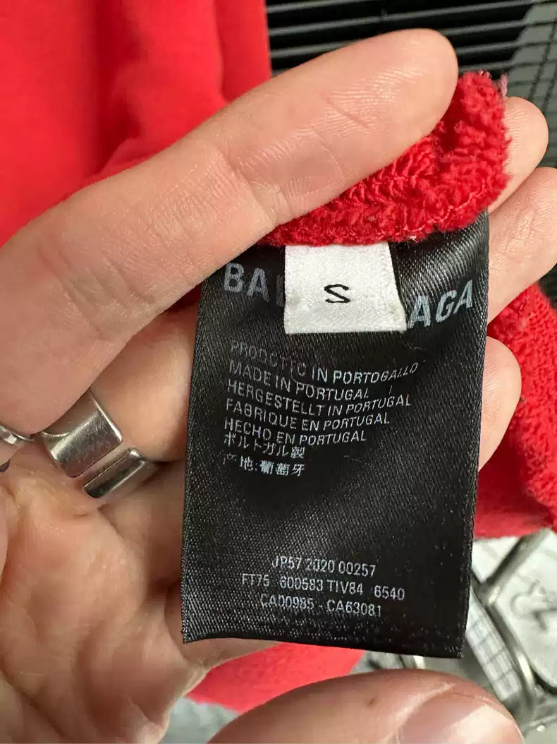 Balenciaga front and rear logo red hoodie