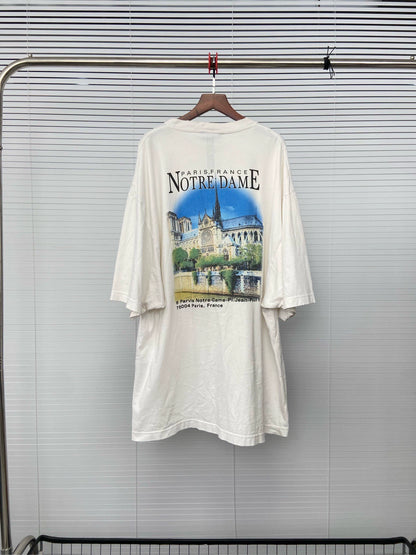 Balenciaga Letter Architecture Printed Round Neck Short Sleeve