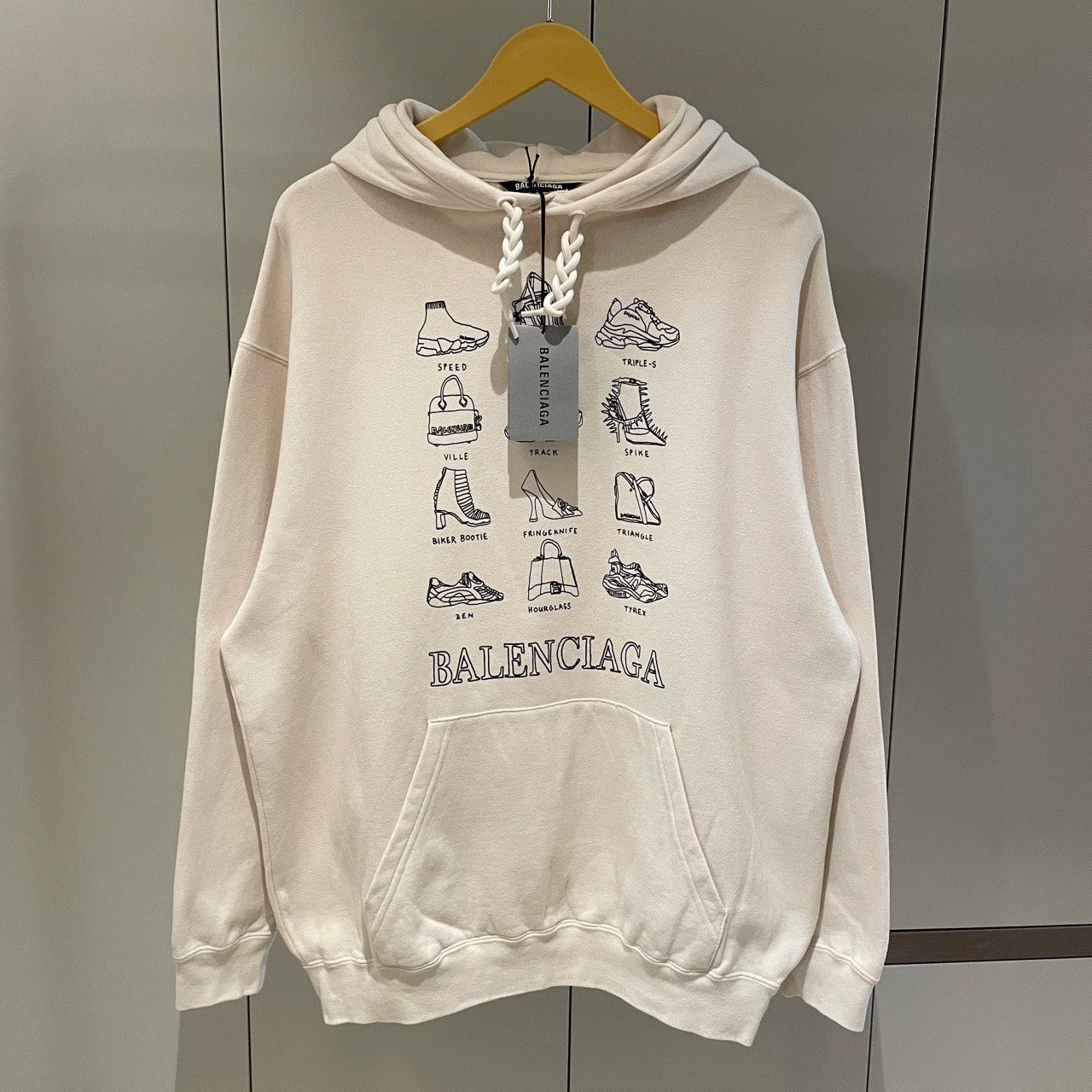 Balenciaga Milk White Comic Product Logo Hoodie