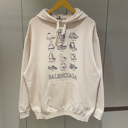 Balenciaga Milk White Comic Product Logo Hoodie