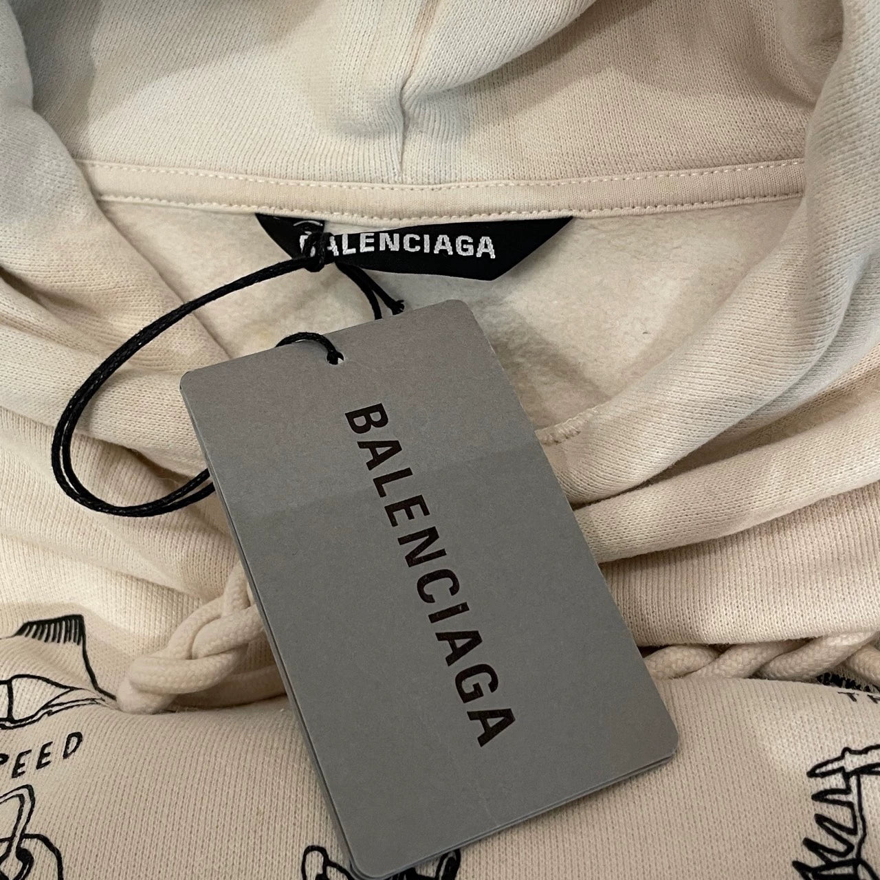 Balenciaga Milk White Comic Product Logo Hoodie