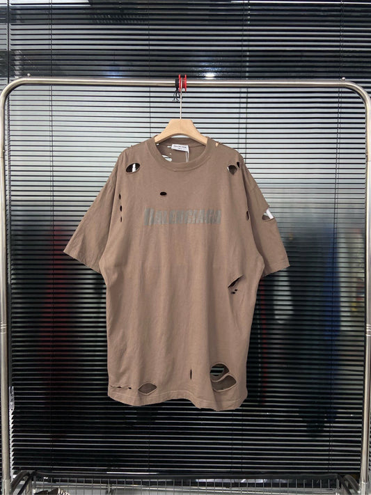 Balenciaga Broken Hole Letter Short Sleeve