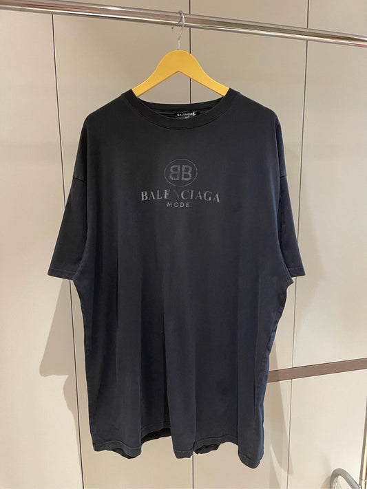 Balenciaga Black Double Blogo Printed Short Sleeve