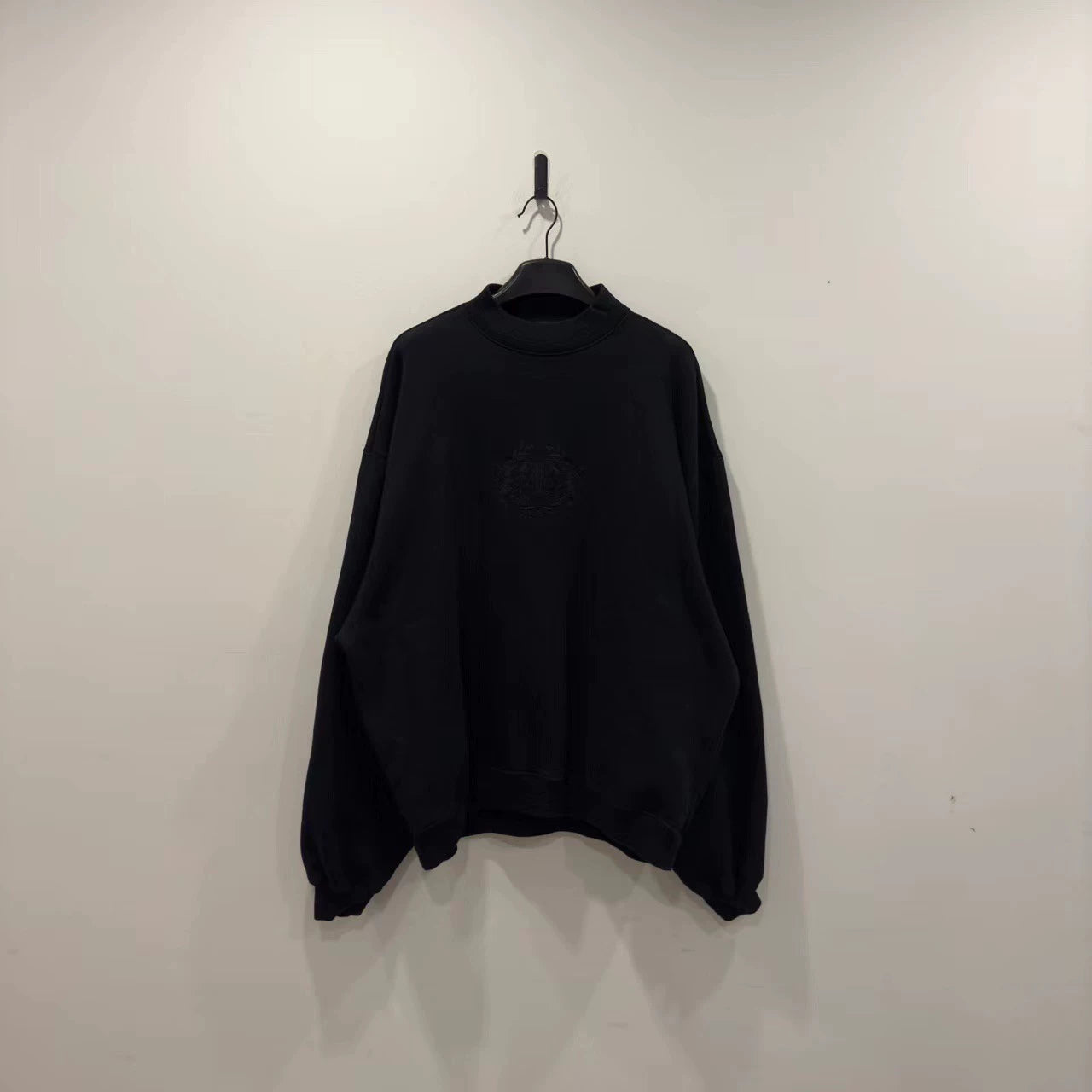 Balenciaga black double lion small high neck hoodie