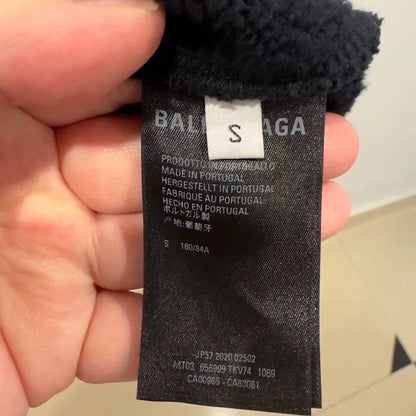 Balenciaga black double lion small high neck hoodie