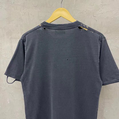 Balenciaga washed grey slogan logo damaged short sleeved shirt