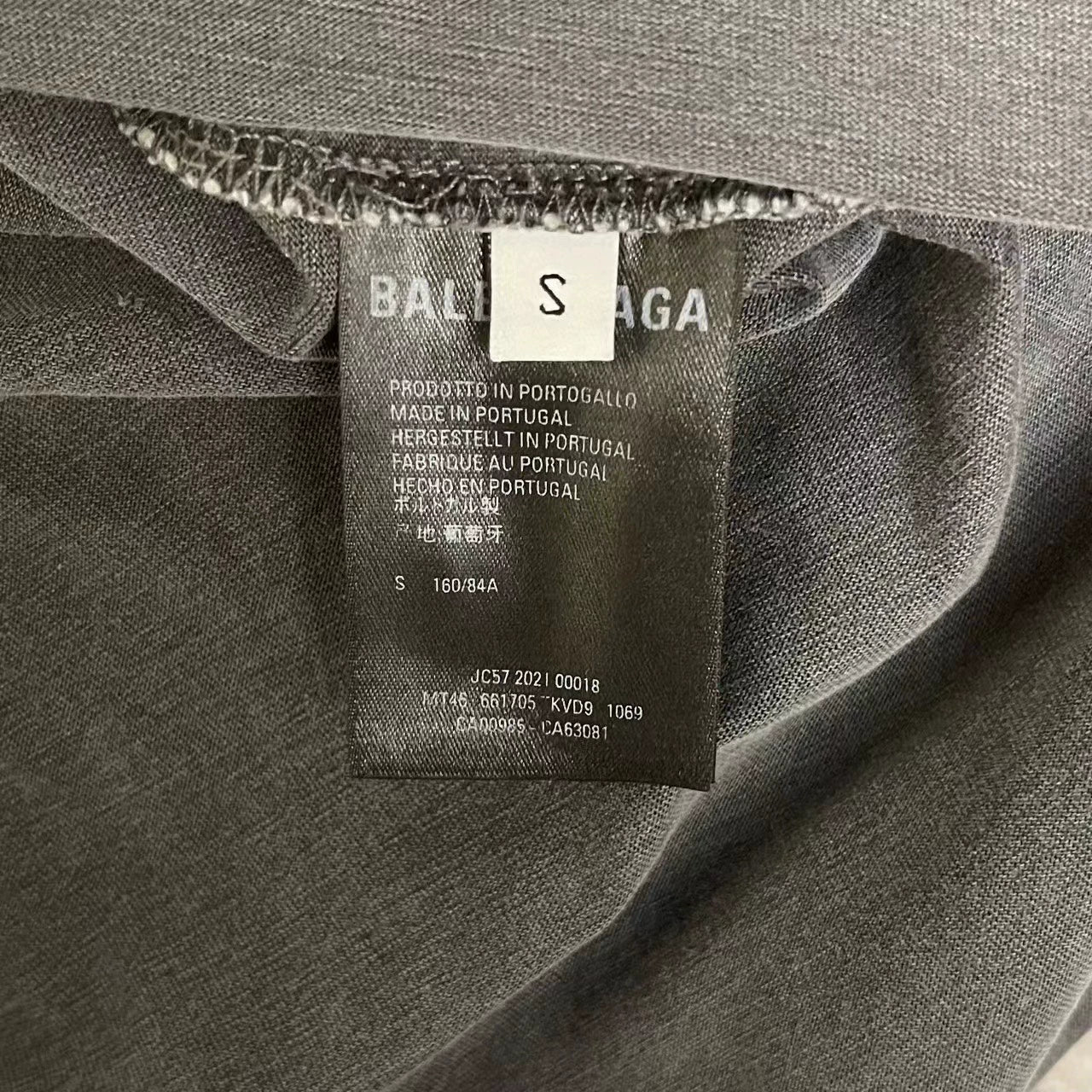 Balenciaga washed grey slogan logo damaged short sleeved shirt