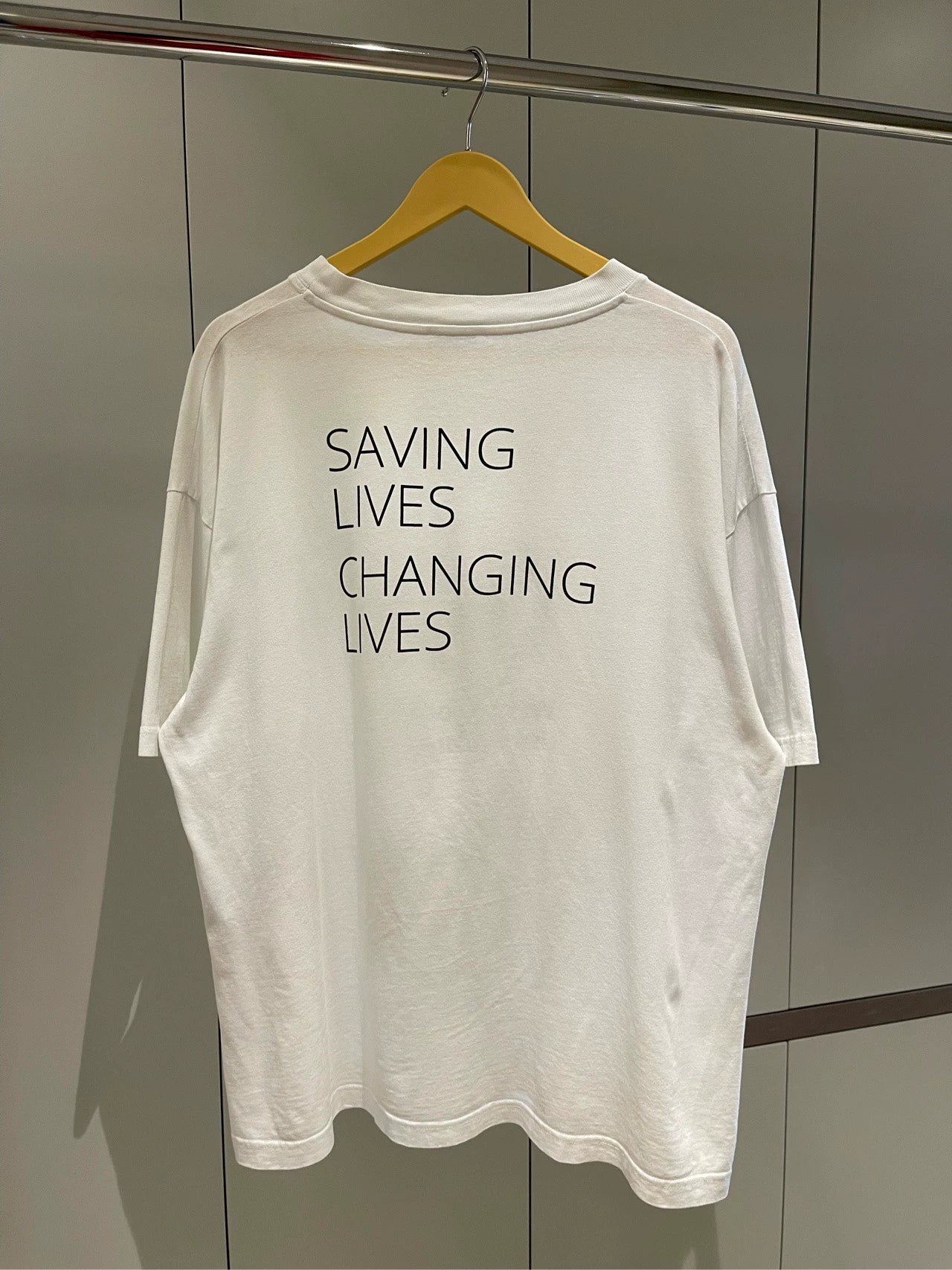 Balenciaga WFP Charity White Wheat Ear Logo Printed Short Sleeve