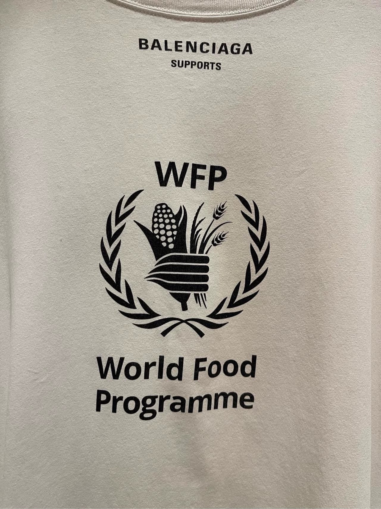 Balenciaga WFP Charity White Wheat Ear Logo Printed Short Sleeve