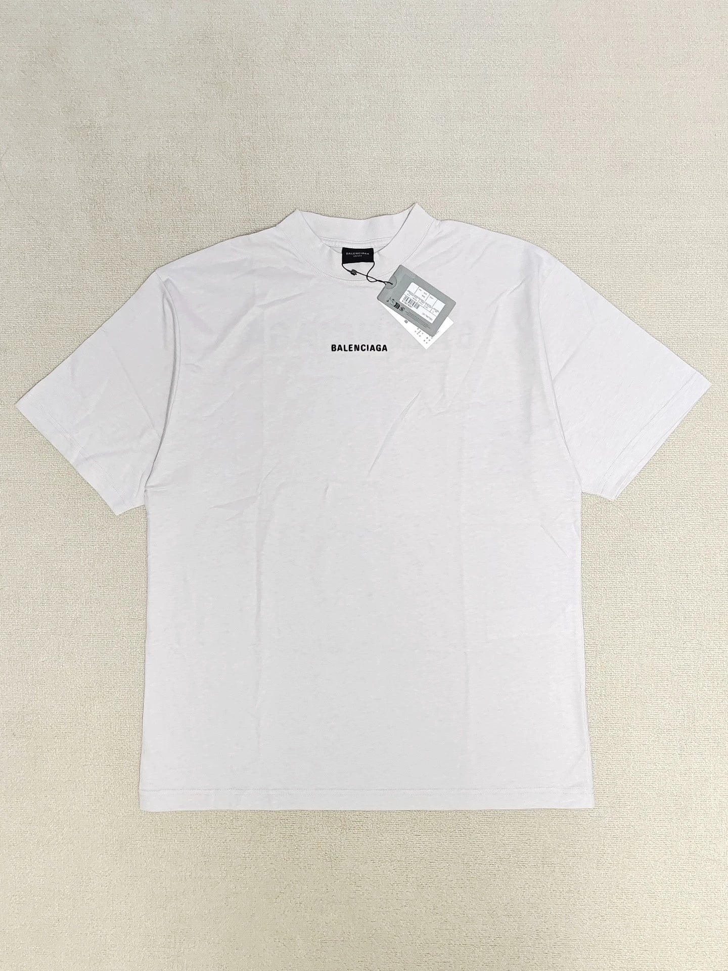 Balenciaga 23fw Embroidered Logo Grey White Short Sleeve