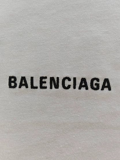 Balenciaga 23fw Embroidered Logo Grey White Short Sleeve