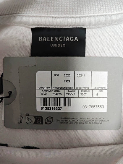 Balenciaga 23fw Embroidered Logo Grey White Short Sleeve