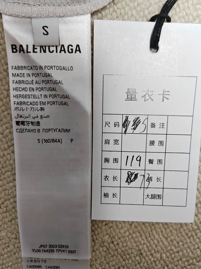 Balenciaga 23fw Embroidered Logo Grey White Short Sleeve