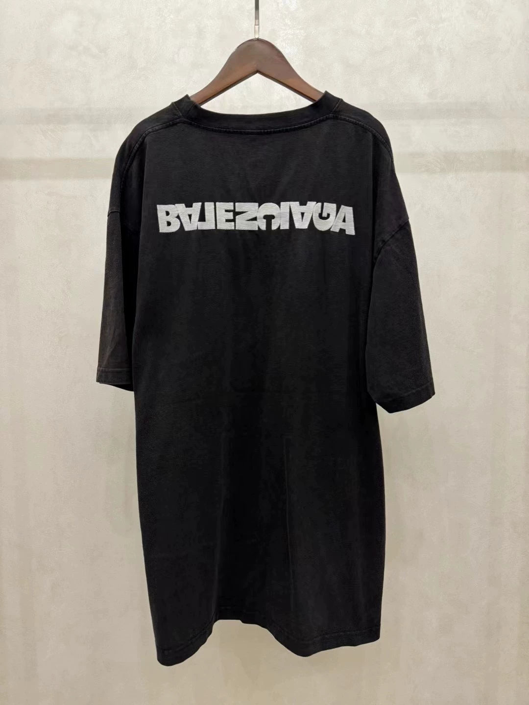 Balenciaga washed vintage inverted logo short sleeved shirt