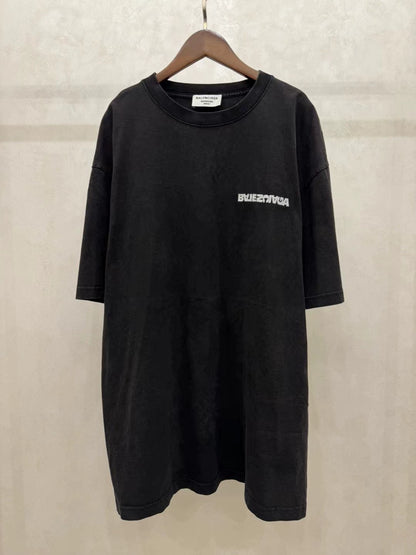 Balenciaga washed vintage inverted logo short sleeved shirt