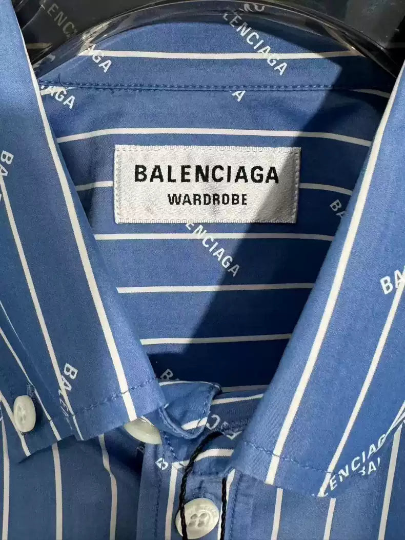 Balenciaga new blue bullet screen full print shirt
