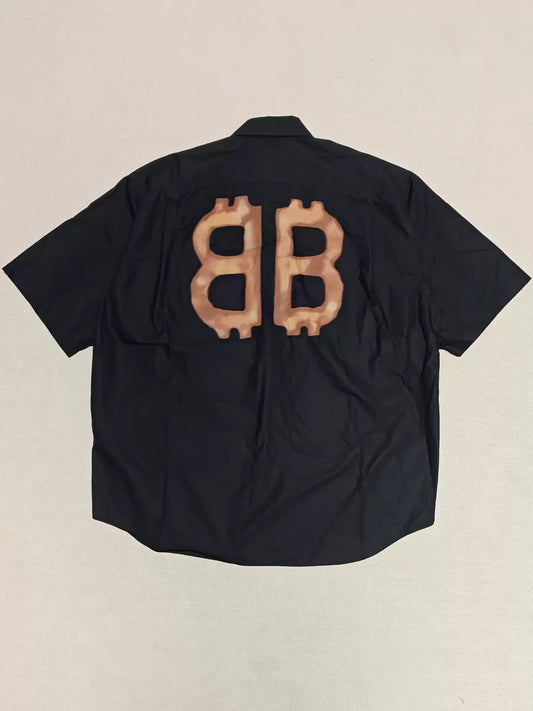 Balenciaga 23fw distressed Bitcoin shirt short sleeved