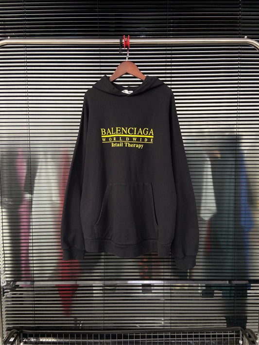 Balenciaga underlined logo letter black hoodie