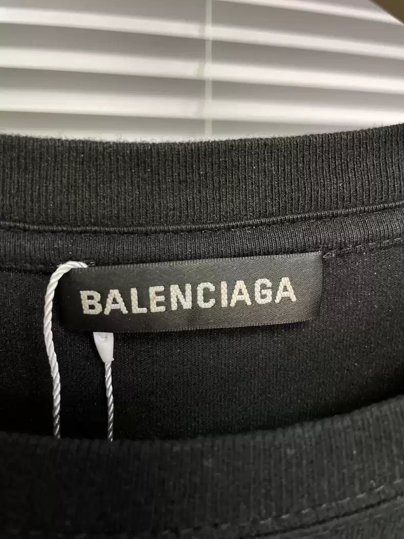 Balenciaga Black Double B Rainbow Wheat Ear Short Sleeve