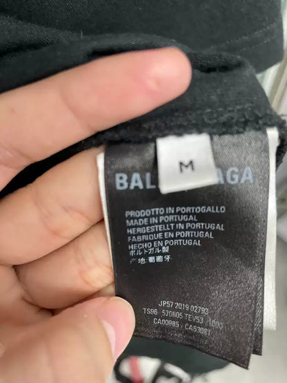 Balenciaga Black Double B Rainbow Wheat Ear Short Sleeve