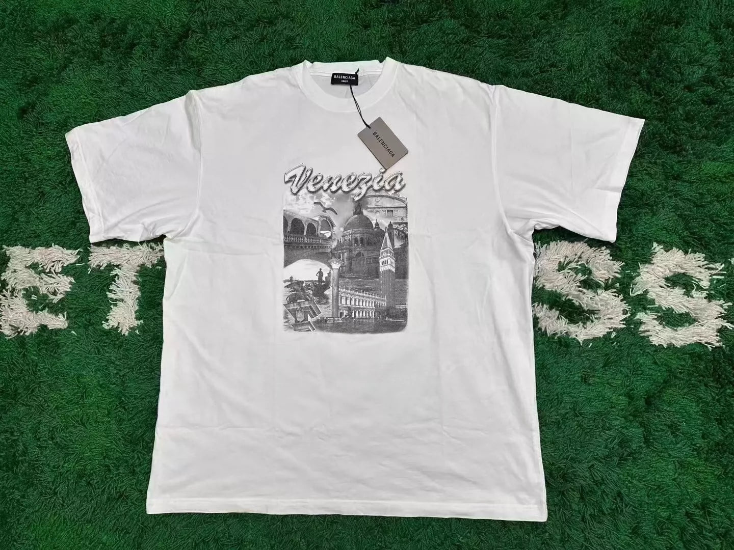 Balenciaga Architecture Letter White Printed Short Sleeve