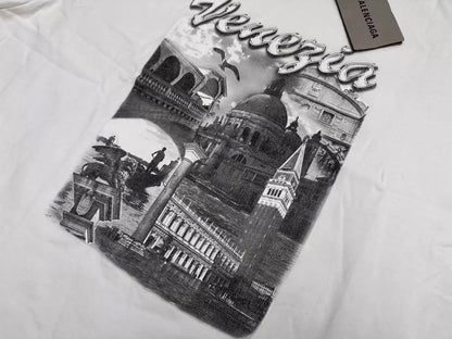 Balenciaga Architecture Letter White Printed Short Sleeve