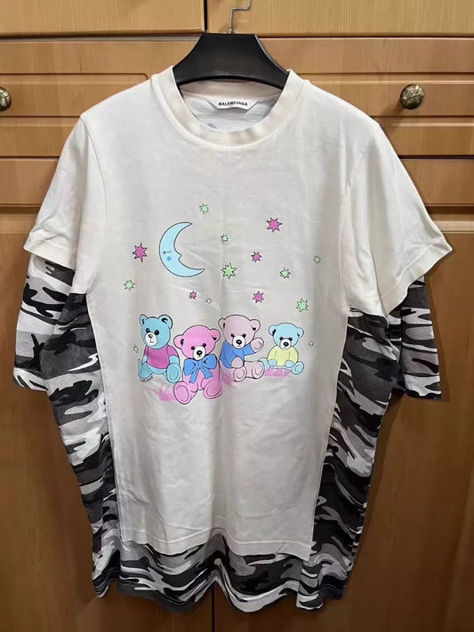 Balenciaga Dreamy Bear Fake Two Short Sleeves