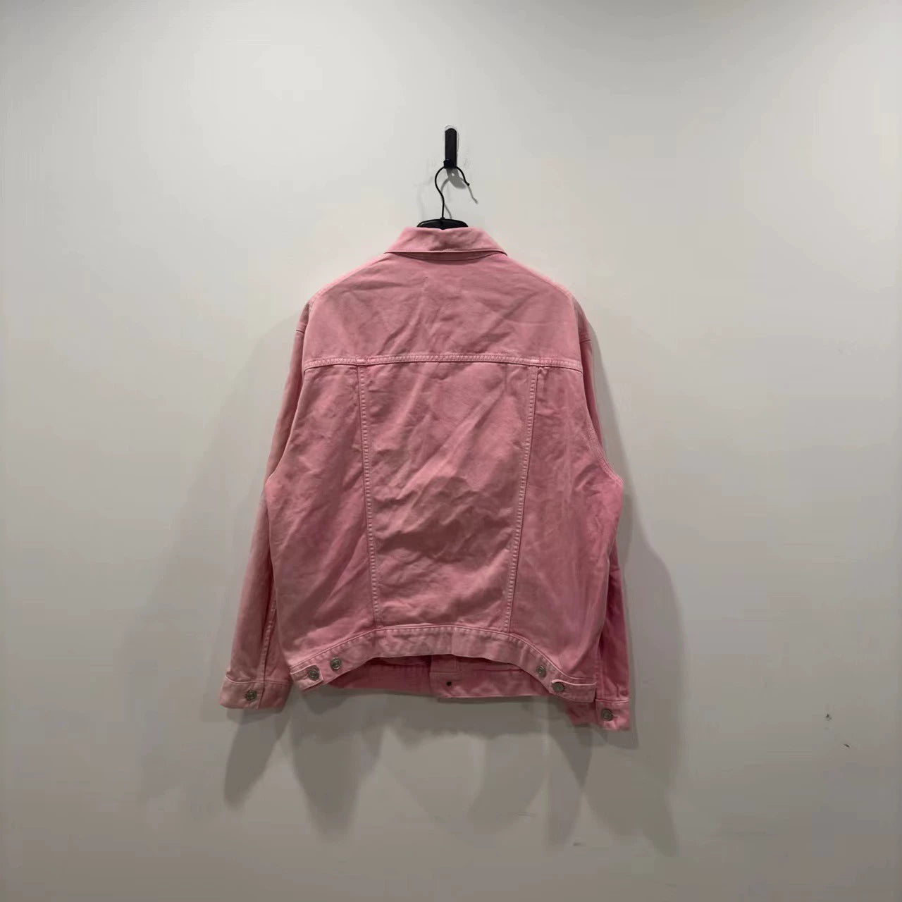 Balenciaga pink chest logo denim jacket