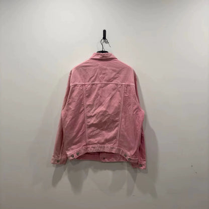 Balenciaga pink chest logo denim jacket