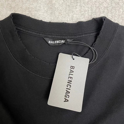 Balenciaga Black Castle slogan printed short sleeved T-shirt