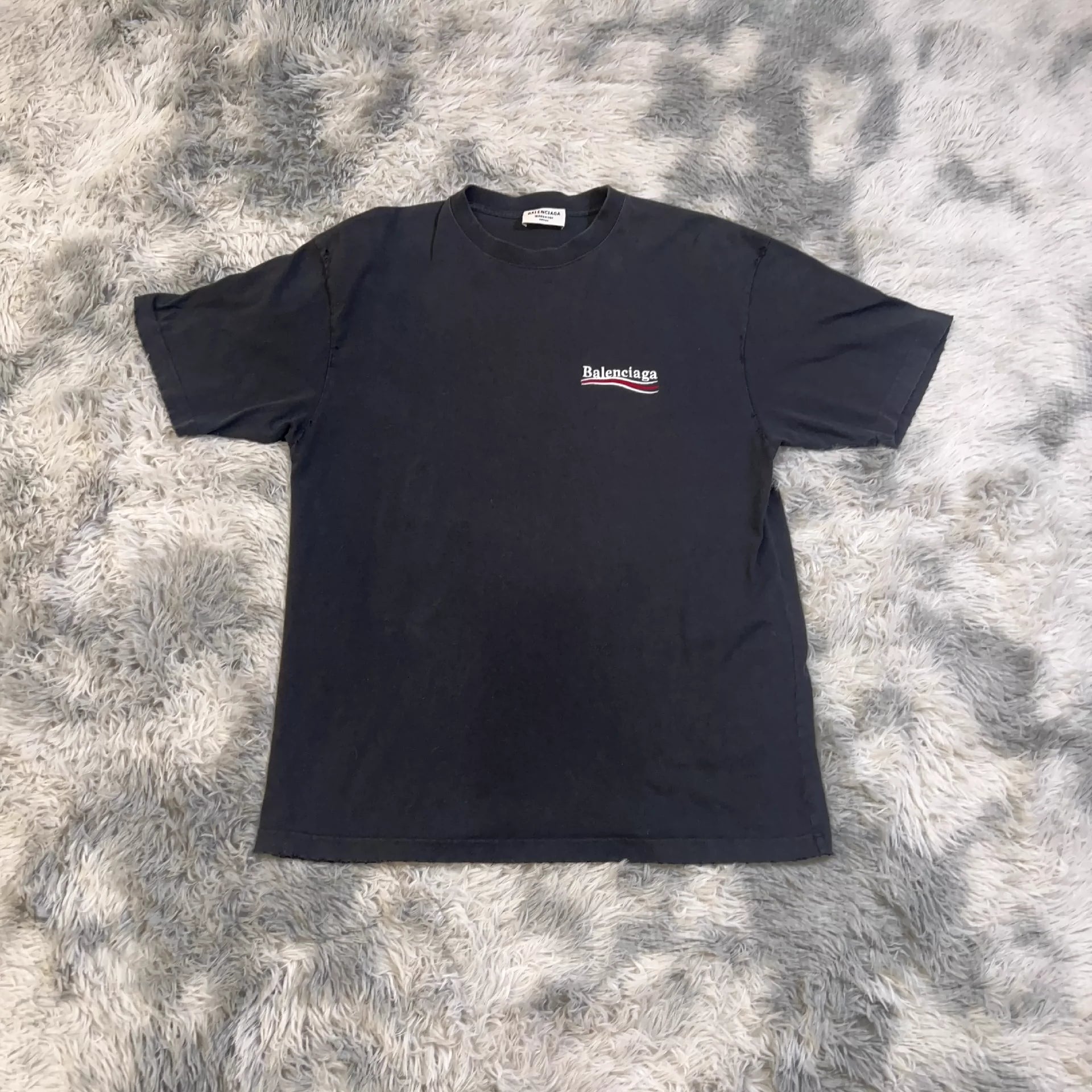 Balenciaga new embroidered wave short sleeved shirt